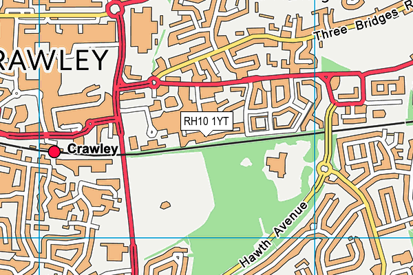 RH10 1YT map - OS VectorMap District (Ordnance Survey) RH10 1YT map - OS VectorMap District (Ordnance Survey)