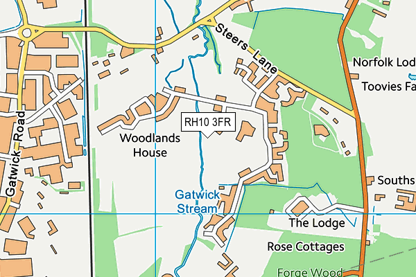 RH10 3FR map - OS VectorMap District (Ordnance Survey) RH10 3FR map - OS VectorMap District (Ordnance Survey)