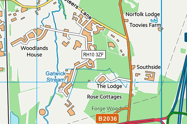 RH10 3ZF map - OS VectorMap District (Ordnance Survey) RH10 3ZF map - OS VectorMap District (Ordnance Survey)