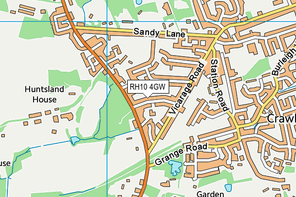 RH10 4GW map - OS VectorMap District (Ordnance Survey)