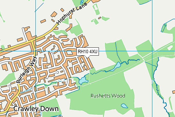 RH10 4XU map - OS VectorMap District (Ordnance Survey) RH10 4XU map - OS VectorMap District (Ordnance Survey)