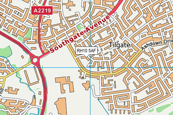 RH10 5AF map - OS VectorMap District (Ordnance Survey)