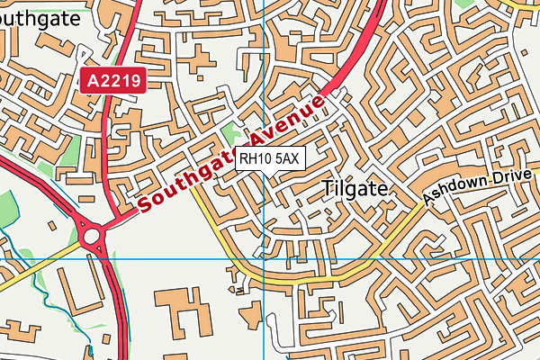 RH10 5AX map - OS VectorMap District (Ordnance Survey)