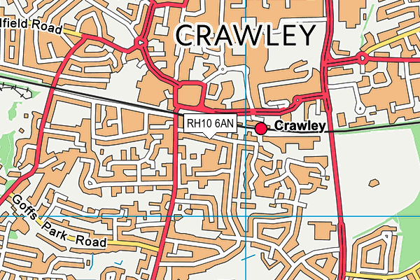 RH10 6AN map - OS VectorMap District (Ordnance Survey)