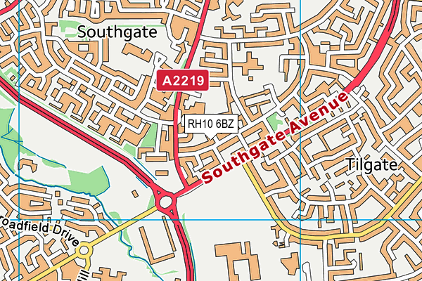 RH10 6BZ map - OS VectorMap District (Ordnance Survey) RH10 6BZ map - OS VectorMap District (Ordnance Survey)