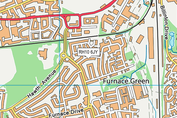 RH10 6JY map - OS VectorMap District (Ordnance Survey)