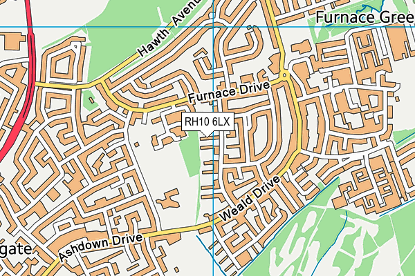 RH10 6LX map - OS VectorMap District (Ordnance Survey) RH10 6LX map - OS VectorMap District (Ordnance Survey)