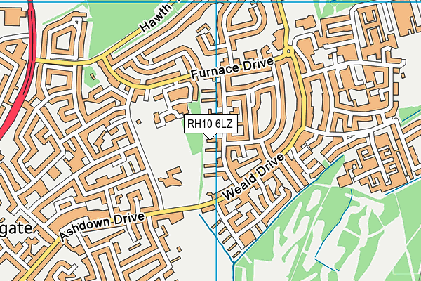 RH10 6LZ map - OS VectorMap District (Ordnance Survey) RH10 6LZ map - OS VectorMap District (Ordnance Survey)
