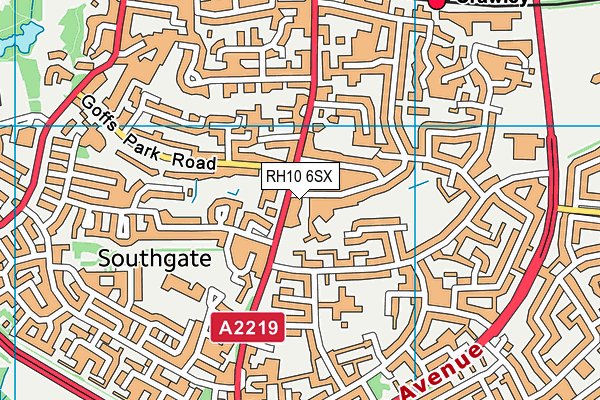 RH10 6SX map - OS VectorMap District (Ordnance Survey) RH10 6SX map - OS VectorMap District (Ordnance Survey)