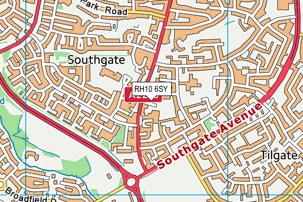 RH10 6SY map - OS VectorMap District (Ordnance Survey)
