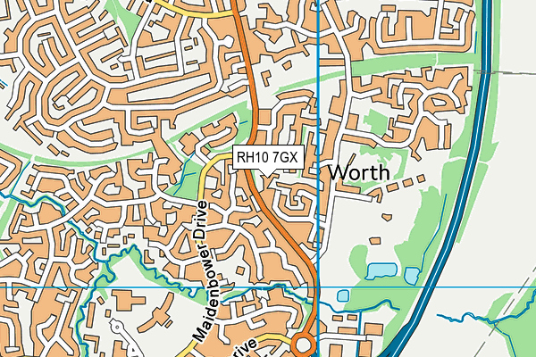 RH10 7GX map - OS VectorMap District (Ordnance Survey) RH10 7GX map - OS VectorMap District (Ordnance Survey)