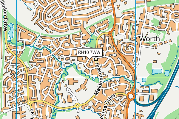 RH10 7WW map - OS VectorMap District (Ordnance Survey) RH10 7WW map - OS VectorMap District (Ordnance Survey)