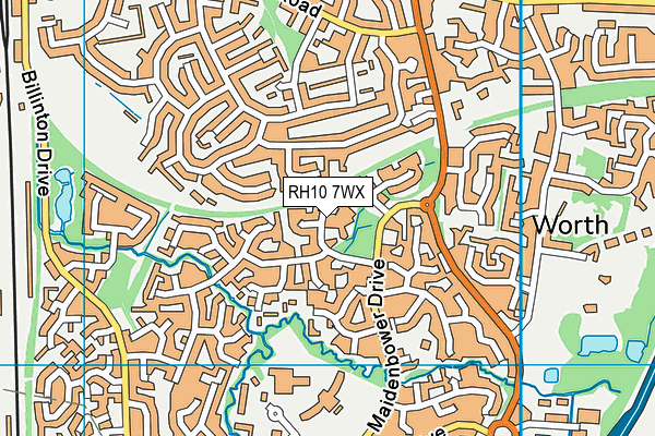 RH10 7WX map - OS VectorMap District (Ordnance Survey) RH10 7WX map - OS VectorMap District (Ordnance Survey)