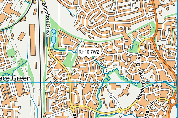 RH10 7WZ map - OS VectorMap District (Ordnance Survey) RH10 7WZ map - OS VectorMap District (Ordnance Survey)