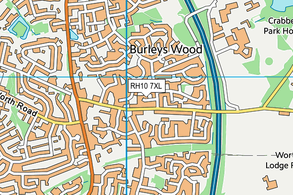 RH10 7XL map - OS VectorMap District (Ordnance Survey) RH10 7XL map - OS VectorMap District (Ordnance Survey)