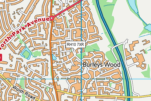 RH10 7XR map - OS VectorMap District (Ordnance Survey) RH10 7XR map - OS VectorMap District (Ordnance Survey)