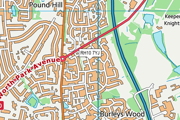 RH10 7YJ map - OS VectorMap District (Ordnance Survey) RH10 7YJ map - OS VectorMap District (Ordnance Survey)