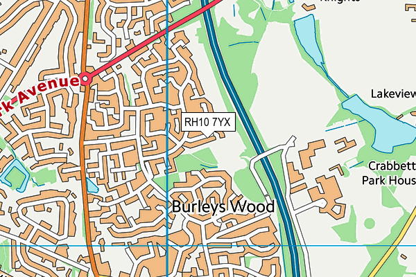 RH10 7YX map - OS VectorMap District (Ordnance Survey) RH10 7YX map - OS VectorMap District (Ordnance Survey)