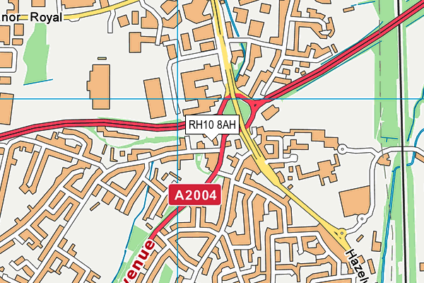 RH10 8AH map - OS VectorMap District (Ordnance Survey)