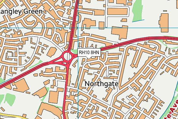 RH10 8HN map - OS VectorMap District (Ordnance Survey) RH10 8HN map - OS VectorMap District (Ordnance Survey)