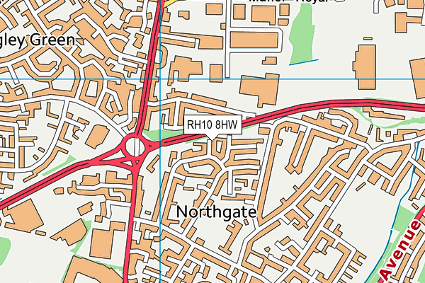 RH10 8HW map - OS VectorMap District (Ordnance Survey) RH10 8HW map - OS VectorMap District (Ordnance Survey)