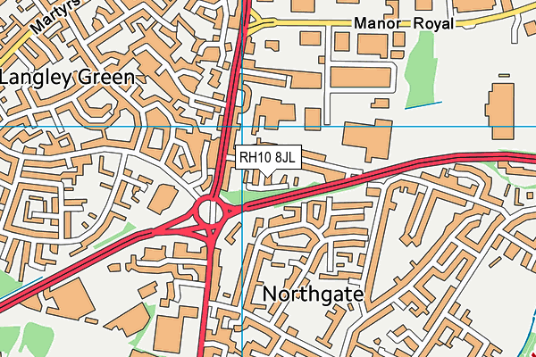 RH10 8JL map - OS VectorMap District (Ordnance Survey) RH10 8JL map - OS VectorMap District (Ordnance Survey)