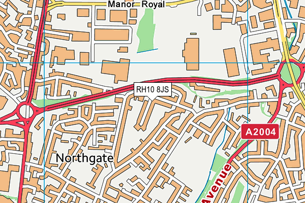 RH10 8JS map - OS VectorMap District (Ordnance Survey) RH10 8JS map - OS VectorMap District (Ordnance Survey)