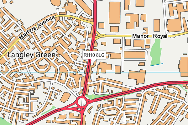 RH10 8LG map - OS VectorMap District (Ordnance Survey) RH10 8LG map - OS VectorMap District (Ordnance Survey)
