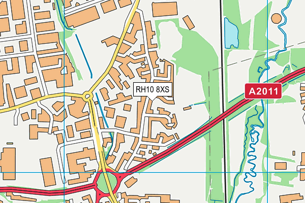 RH10 8XS map - OS VectorMap District (Ordnance Survey)
