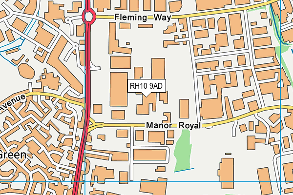 RH10 9AD map - OS VectorMap District (Ordnance Survey) RH10 9AD map - OS VectorMap District (Ordnance Survey)