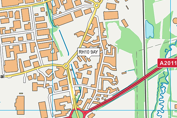 RH10 9AY map - OS VectorMap District (Ordnance Survey) RH10 9AY map - OS VectorMap District (Ordnance Survey)