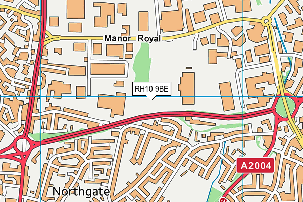 RH10 9BE map - OS VectorMap District (Ordnance Survey) RH10 9BE map - OS VectorMap District (Ordnance Survey)