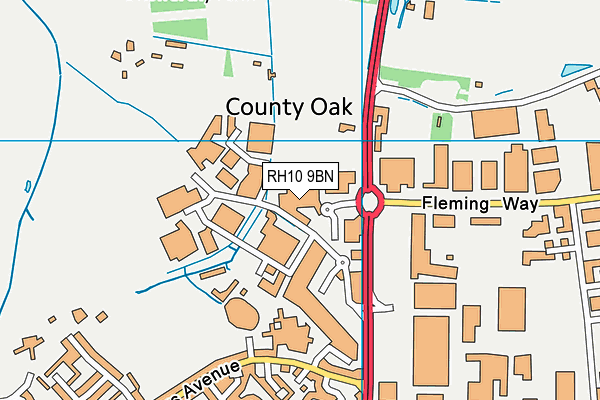 RH10 9BN map - OS VectorMap District (Ordnance Survey) RH10 9BN map - OS VectorMap District (Ordnance Survey)