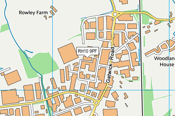 RH10 9PF map - OS VectorMap District (Ordnance Survey) RH10 9PF map - OS VectorMap District (Ordnance Survey)