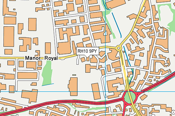 RH10 9PY map - OS VectorMap District (Ordnance Survey) RH10 9PY map - OS VectorMap District (Ordnance Survey)