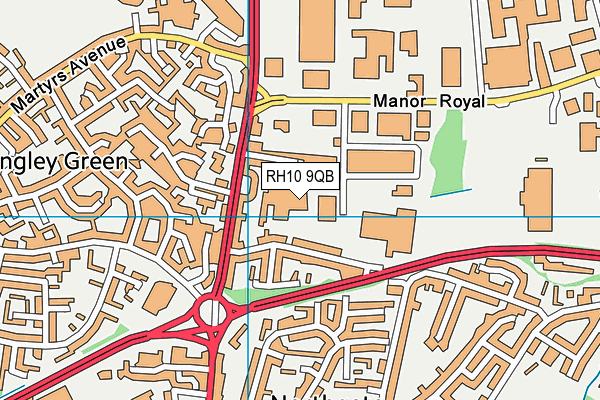 RH10 9QB map - OS VectorMap District (Ordnance Survey) RH10 9QB map - OS VectorMap District (Ordnance Survey)