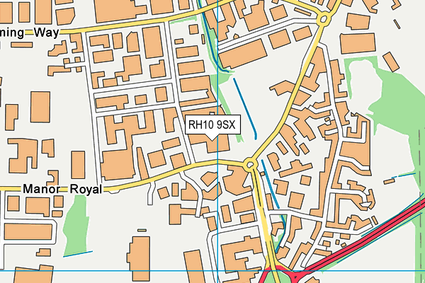 RH10 9SX map - OS VectorMap District (Ordnance Survey) RH10 9SX map - OS VectorMap District (Ordnance Survey)