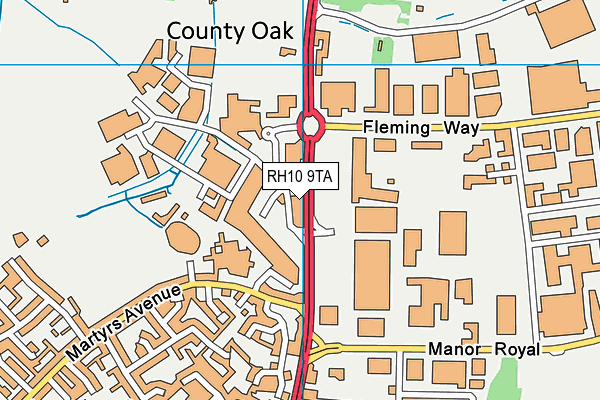 RH10 9TA map - OS VectorMap District (Ordnance Survey) RH10 9TA map - OS VectorMap District (Ordnance Survey)