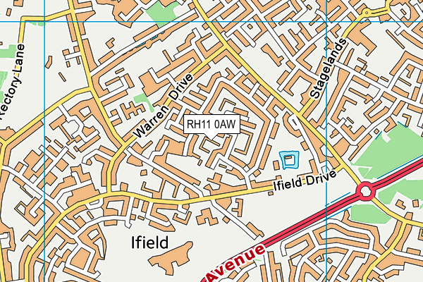 RH11 0AW map - OS VectorMap District (Ordnance Survey) RH11 0AW map - OS VectorMap District (Ordnance Survey)