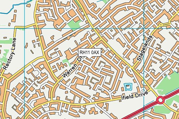 RH11 0AX map - OS VectorMap District (Ordnance Survey) RH11 0AX map - OS VectorMap District (Ordnance Survey)
