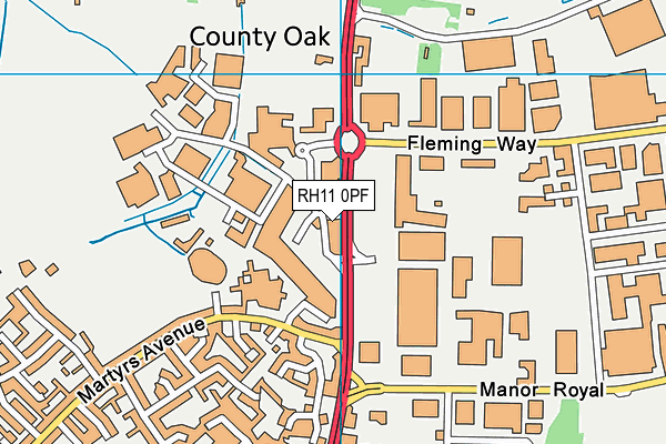 RH11 0PF map - OS VectorMap District (Ordnance Survey) RH11 0PF map - OS VectorMap District (Ordnance Survey)
