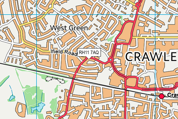 RH11 7AQ map - OS VectorMap District (Ordnance Survey) RH11 7AQ map - OS VectorMap District (Ordnance Survey)