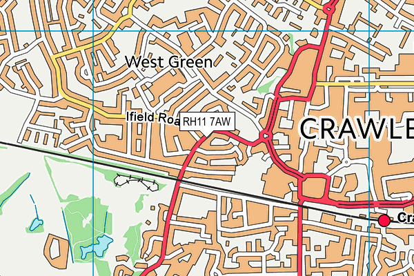 RH11 7AW map - OS VectorMap District (Ordnance Survey) RH11 7AW map - OS VectorMap District (Ordnance Survey)