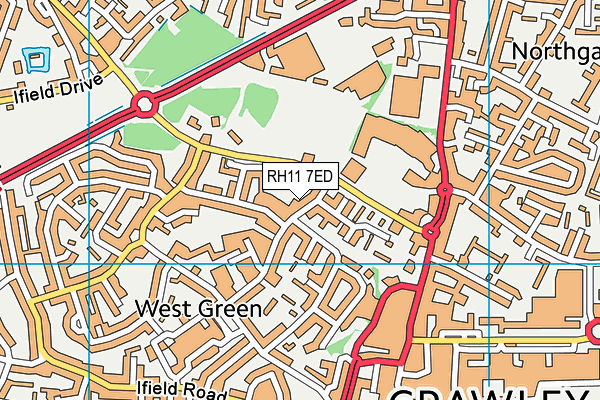 RH11 7ED map - OS VectorMap District (Ordnance Survey) RH11 7ED map - OS VectorMap District (Ordnance Survey)