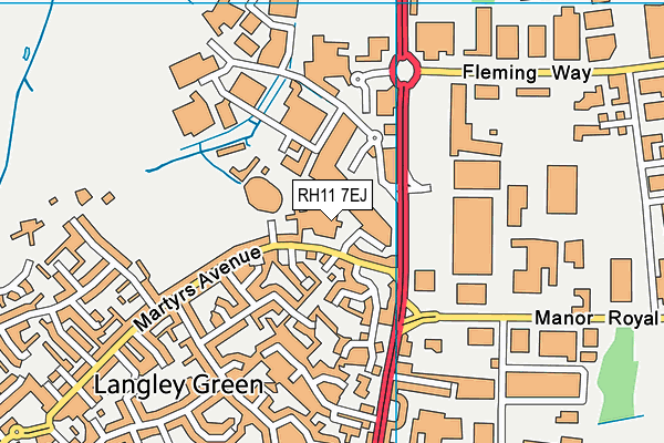 RH11 7EJ map - OS VectorMap District (Ordnance Survey) RH11 7EJ map - OS VectorMap District (Ordnance Survey)