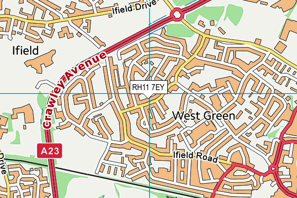 RH11 7EY map - OS VectorMap District (Ordnance Survey) RH11 7EY map - OS VectorMap District (Ordnance Survey)