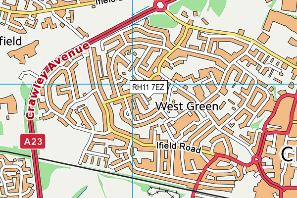 RH11 7EZ map - OS VectorMap District (Ordnance Survey) RH11 7EZ map - OS VectorMap District (Ordnance Survey)