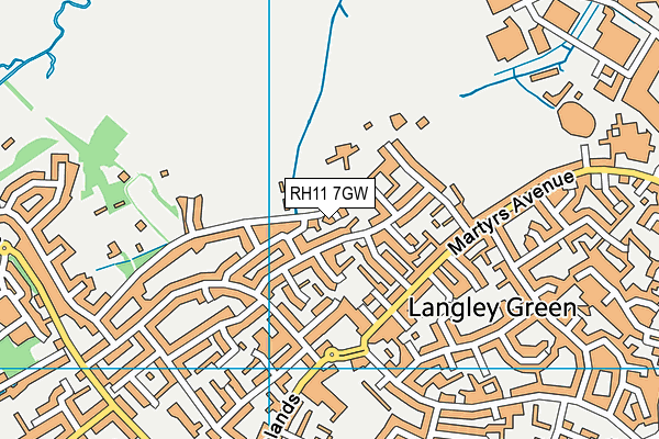 RH11 7GW map - OS VectorMap District (Ordnance Survey) RH11 7GW map - OS VectorMap District (Ordnance Survey)