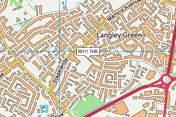 RH11 7HR map - OS VectorMap District (Ordnance Survey)