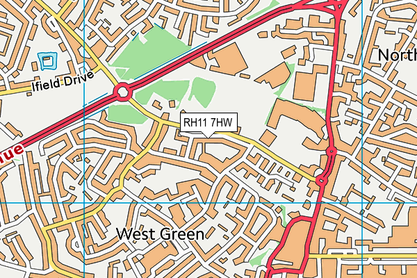 RH11 7HW map - OS VectorMap District (Ordnance Survey) RH11 7HW map - OS VectorMap District (Ordnance Survey)